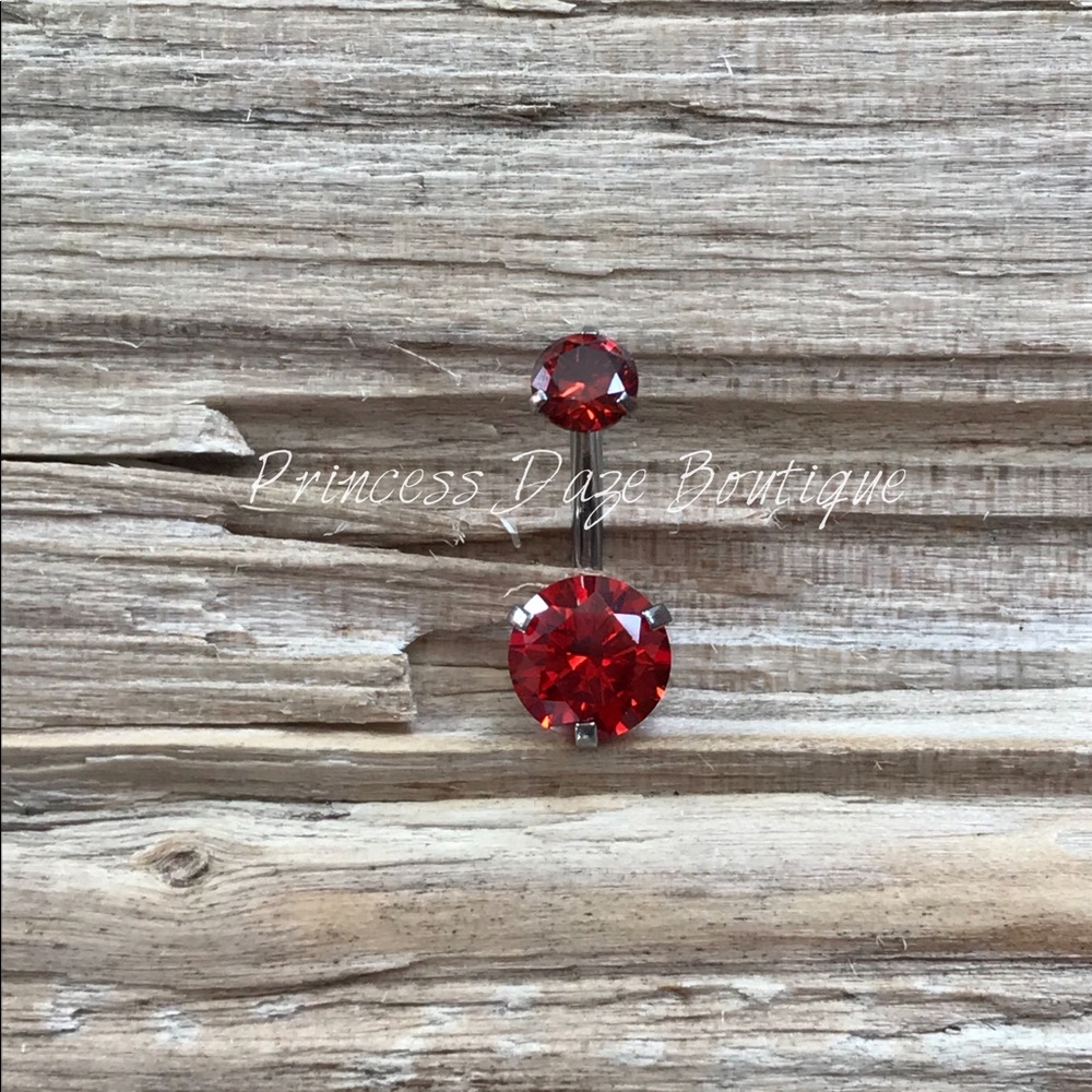 Red‎ Diamond Zircon Belly Button Ring
